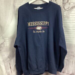 Mississippi Magnolia State Blue Embroidered Sweatshirt XXL